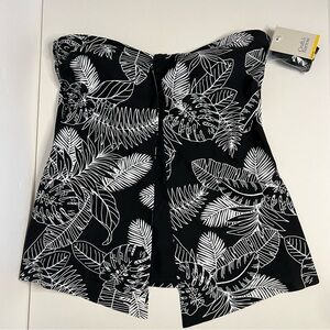 Croft and Borrow‎  NWT swim top tankini black & white palm pattern women's small